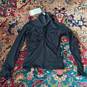 Armani Collezioni black long sleeve top with twist detailing on front